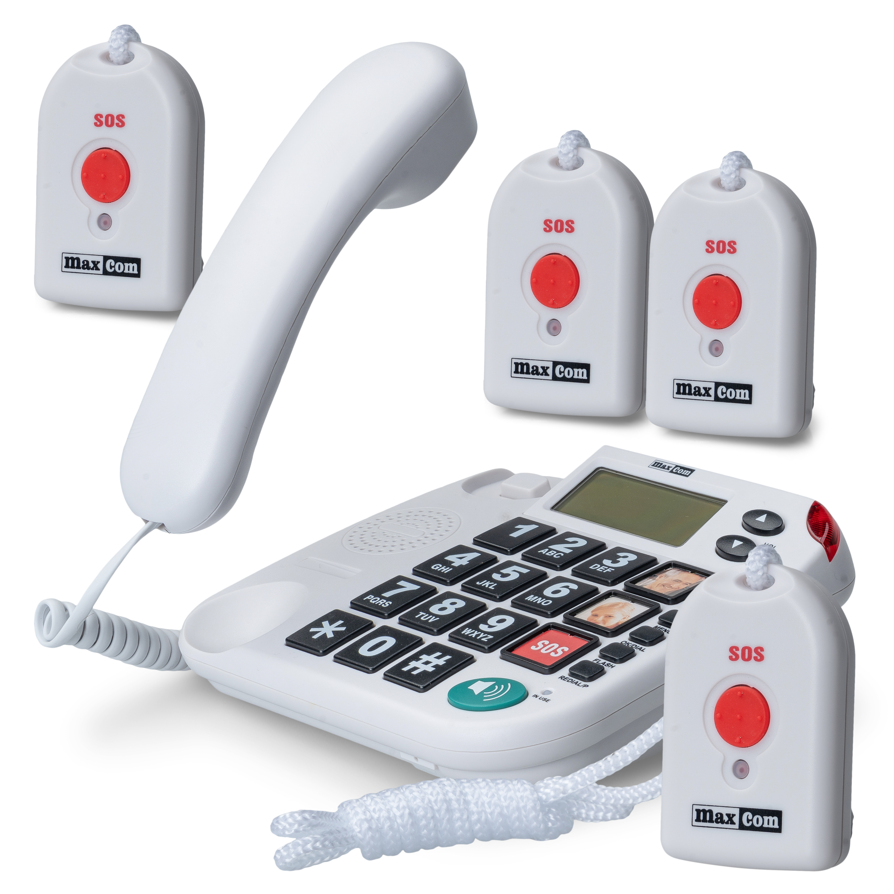 MAXCOM KXTSOS 481 Seniorentelefon mit 4 Notruf-Umhängesendern