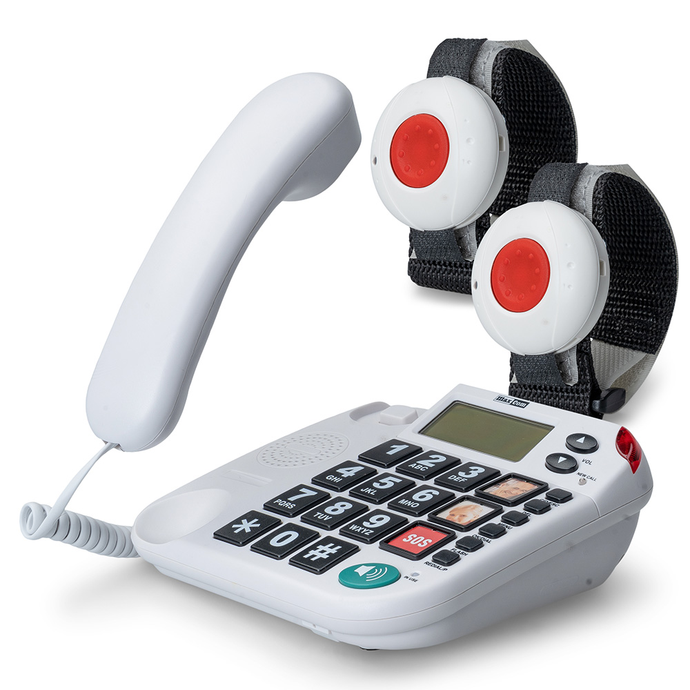 MAXCOM KXTSOS 481 Seniorentelefon mit 2 Armbandsendern
